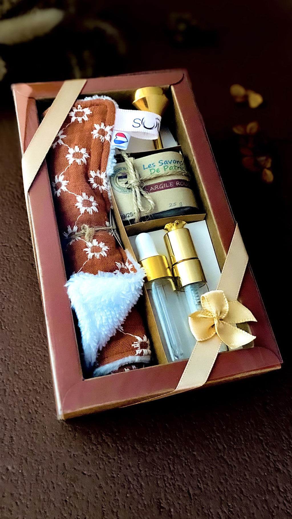 Kit lingette soin visage & Savon argile rouge (flacons atelier DIY)