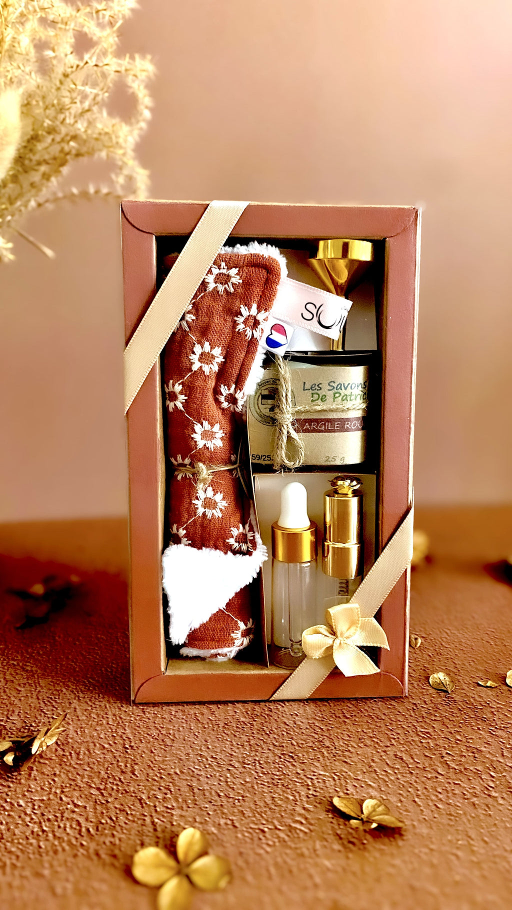 Kit lingette soin visage & Savon argile rouge (flacons atelier DIY)