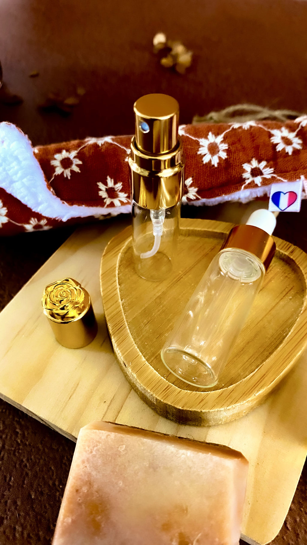 Kit lingette soin visage & Savon argile rouge (flacons atelier DIY)
