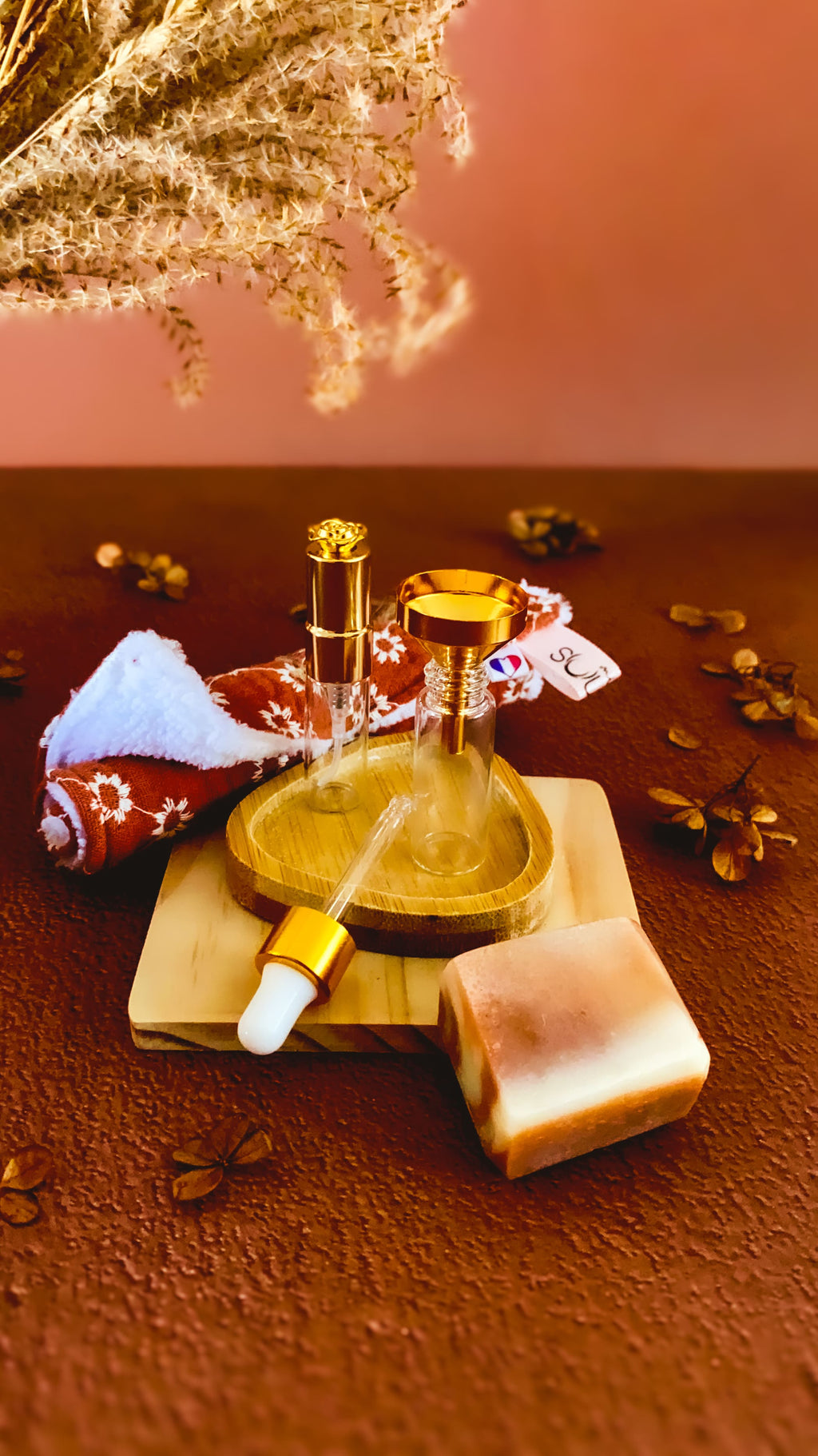Kit lingette soin visage & Savon argile rouge (flacons atelier DIY)