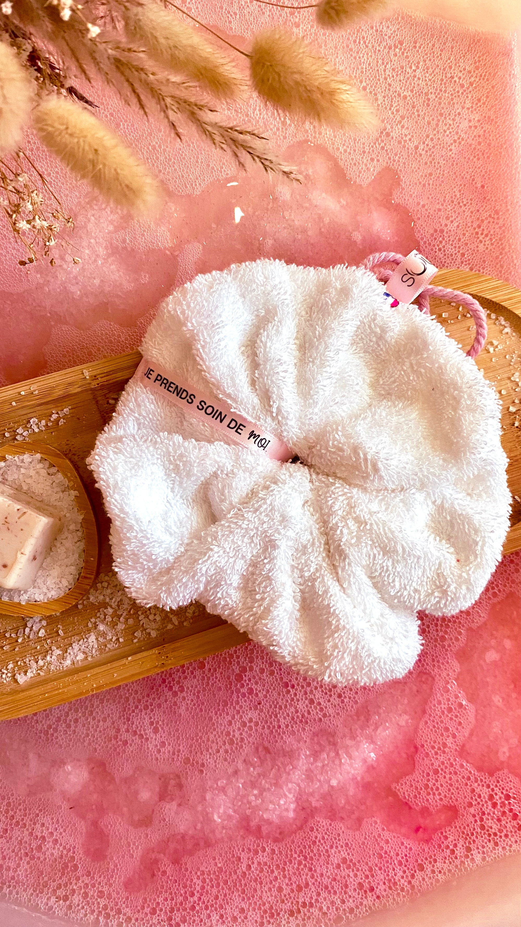Fleur de douche lavable à message positif - Eponge de coton