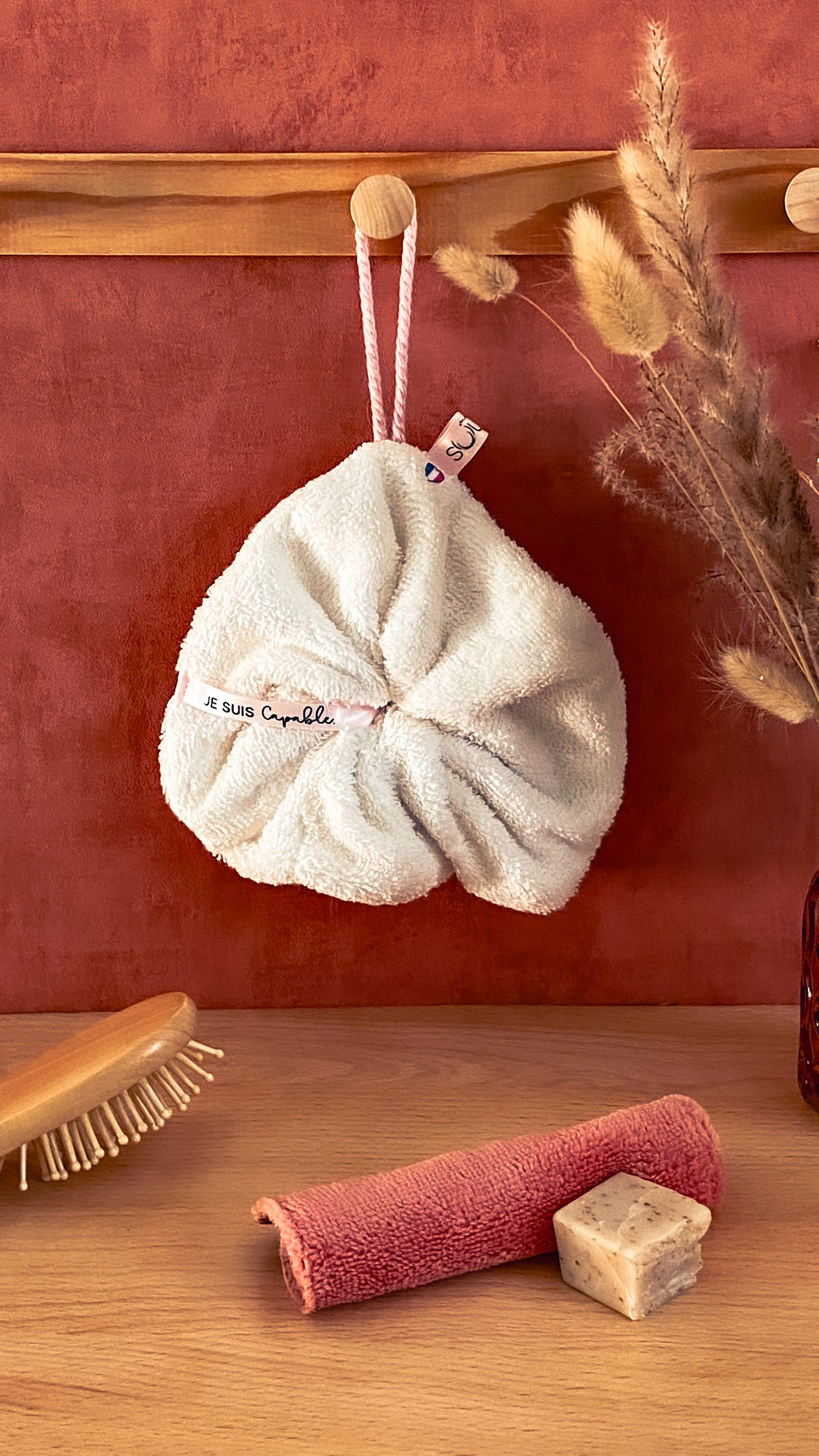 Fleur de douche lavable à message positif - Eponge de coton