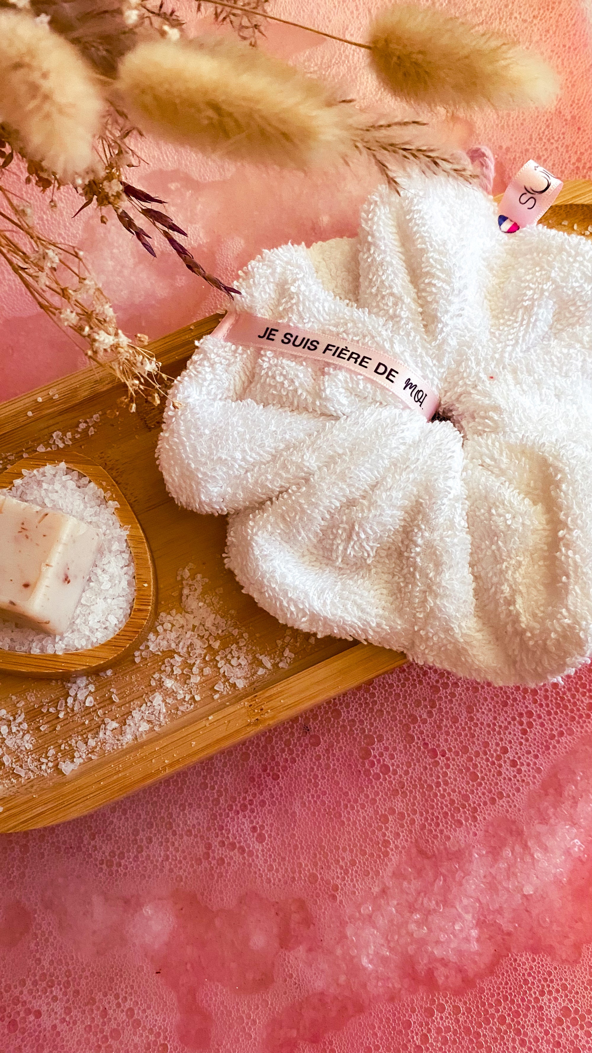 Fleur de douche lavable à message positif - Eponge de coton