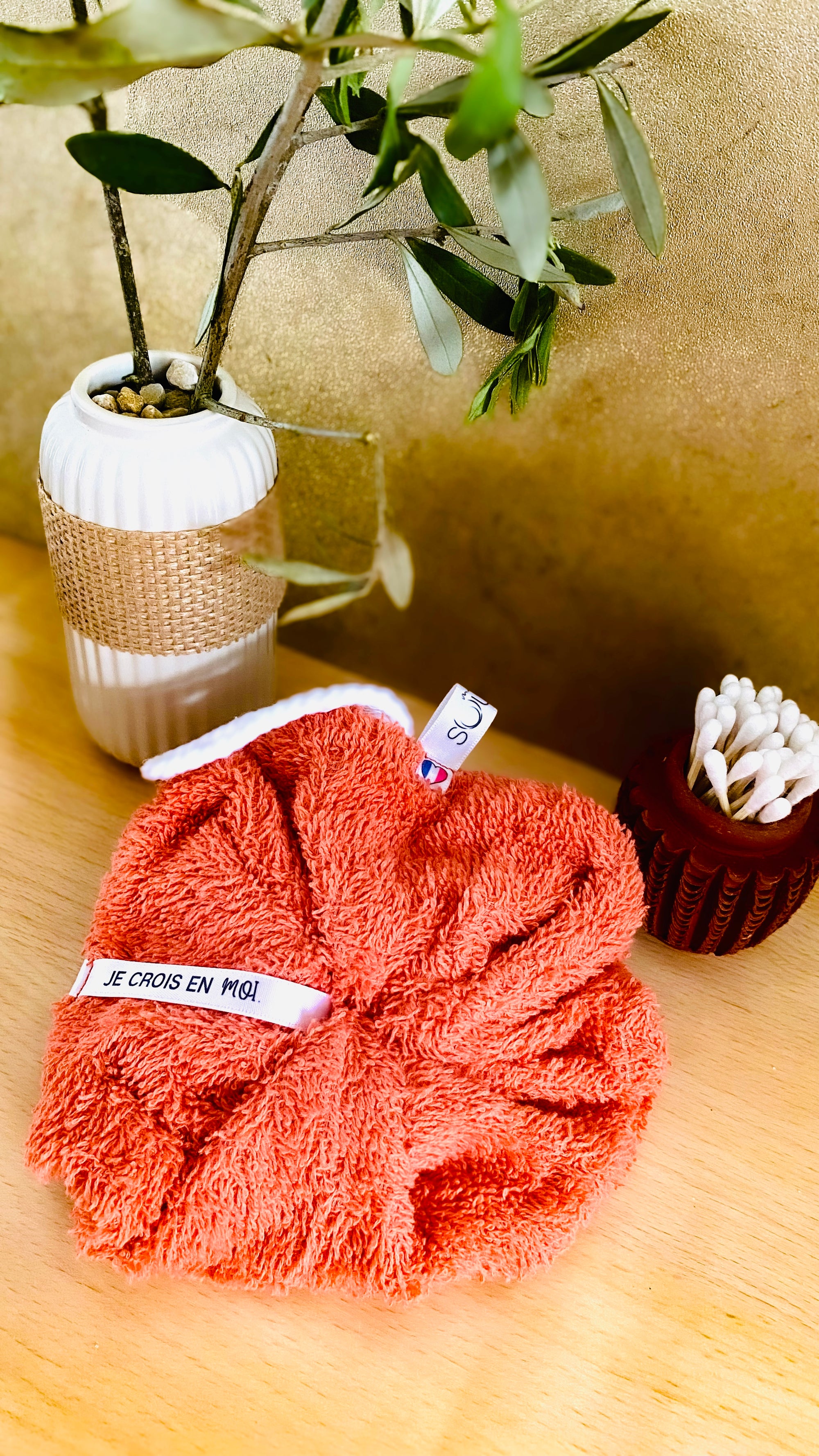 Fleur de douche lavable à message positif - Eponge de coton