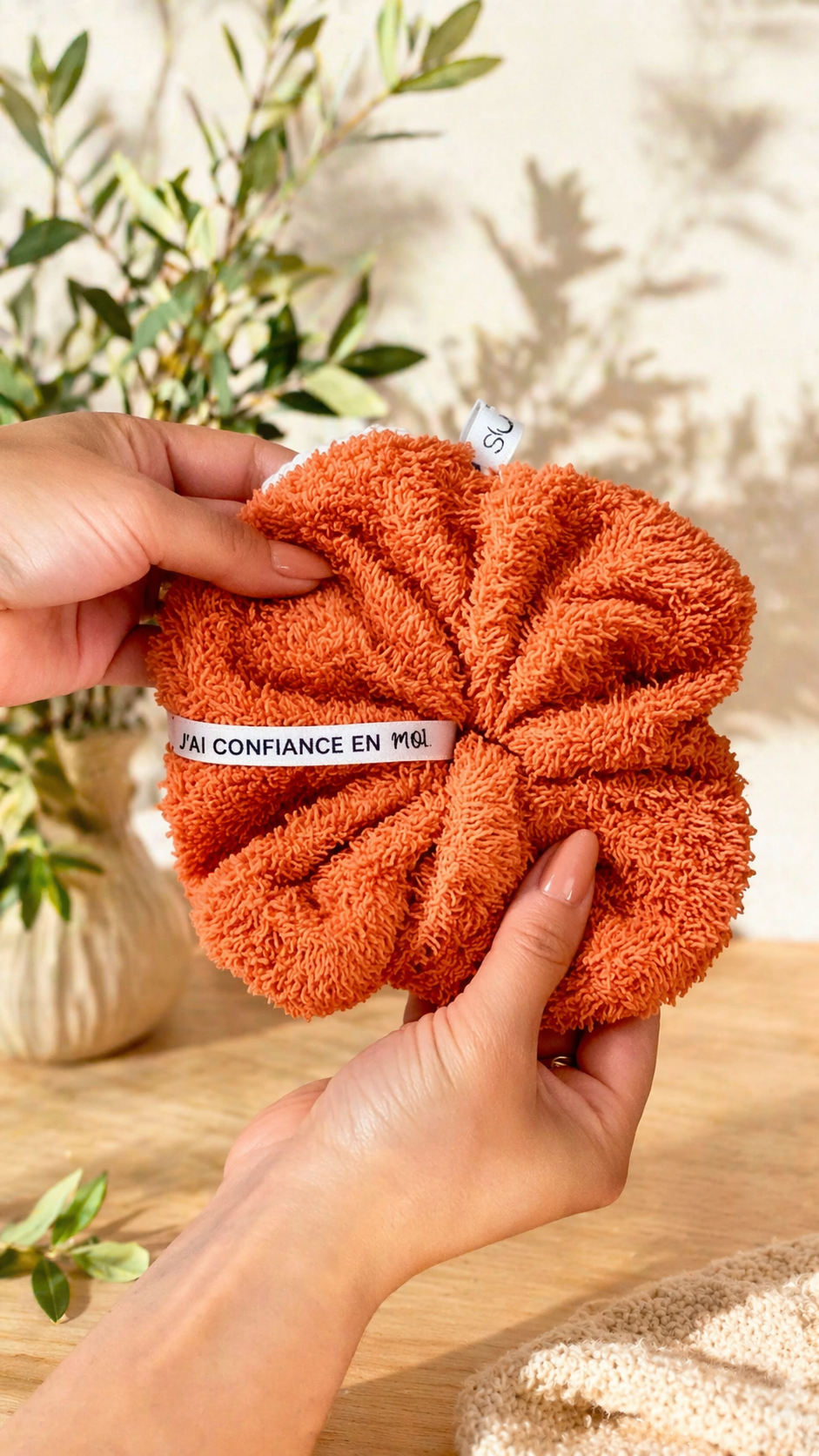 Fleur de douche lavable à message positif - Eponge de coton